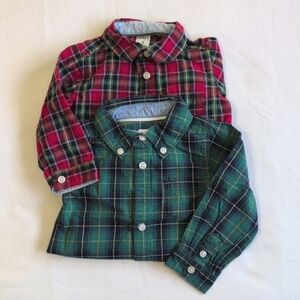 carter's 2-pack plaid cotton button down collared bodysuit bundle 9 months baby